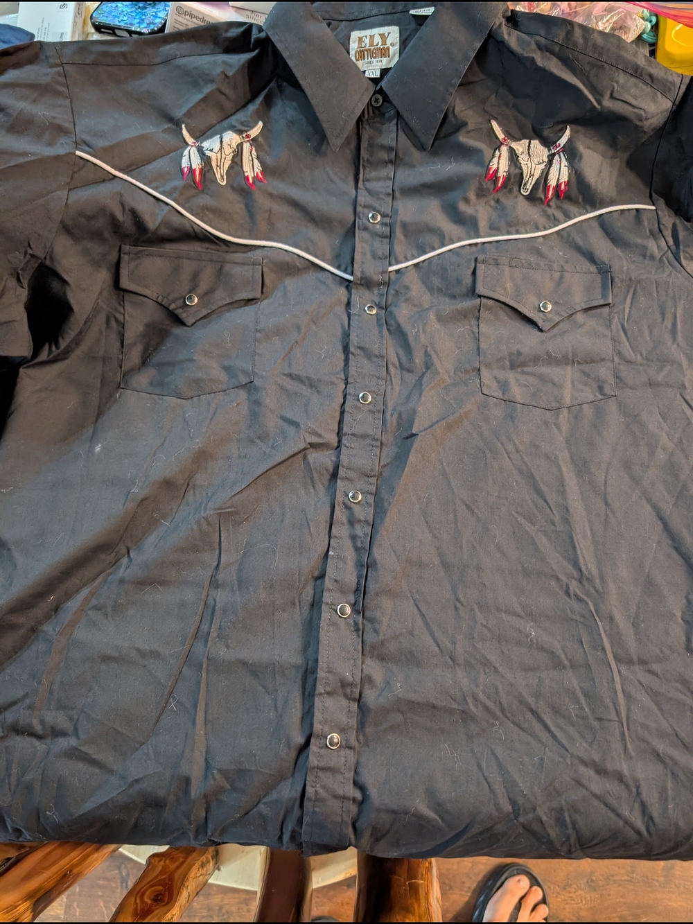 Black Embroidered Men's Western Shirt